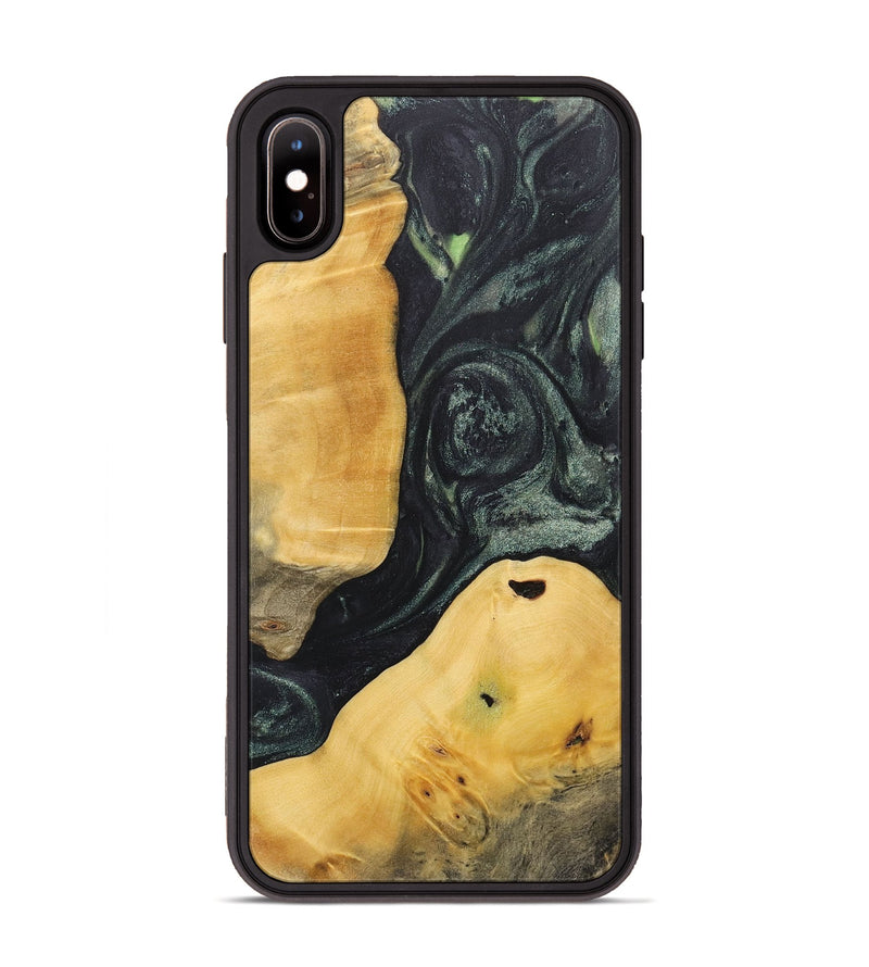 iPhone Xs Max Wood+Resin Phone Case - Alaina (Green, 717092)