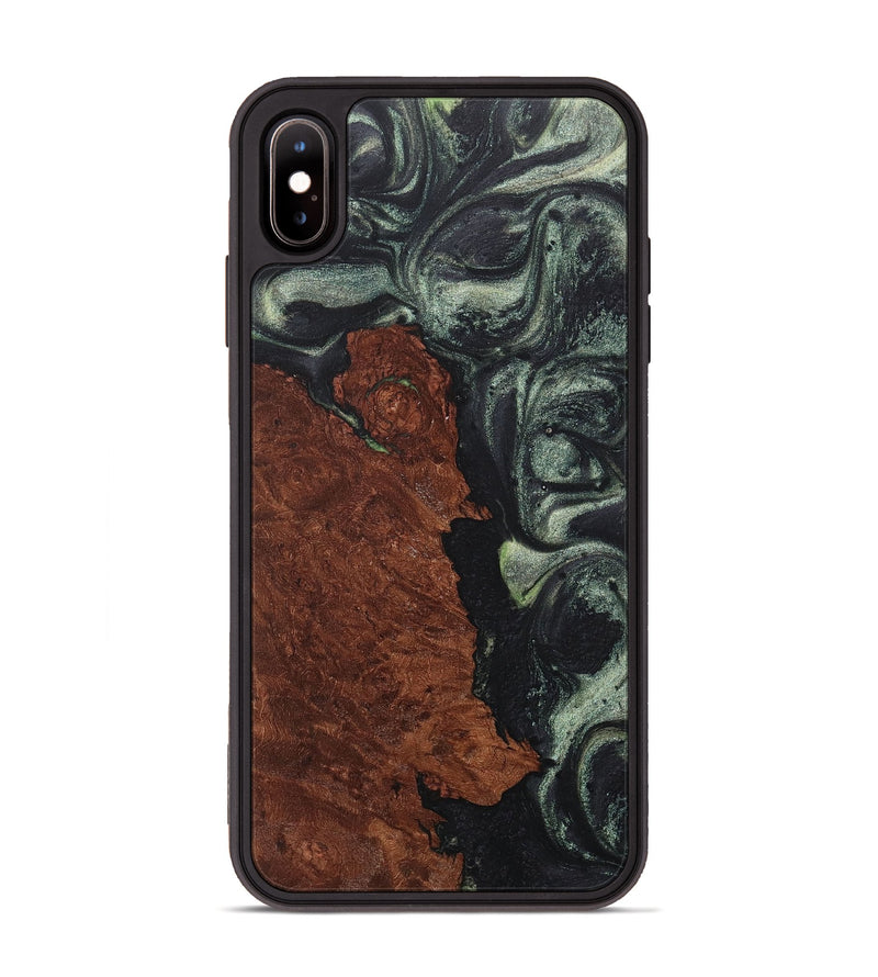 iPhone Xs Max Wood+Resin Phone Case - Trisha (Green, 717093)