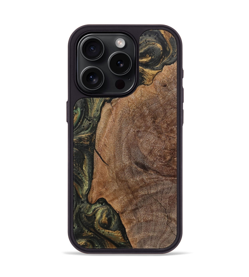 iPhone 15 Pro Wood+Resin Phone Case - Jillian (Green, 717098)