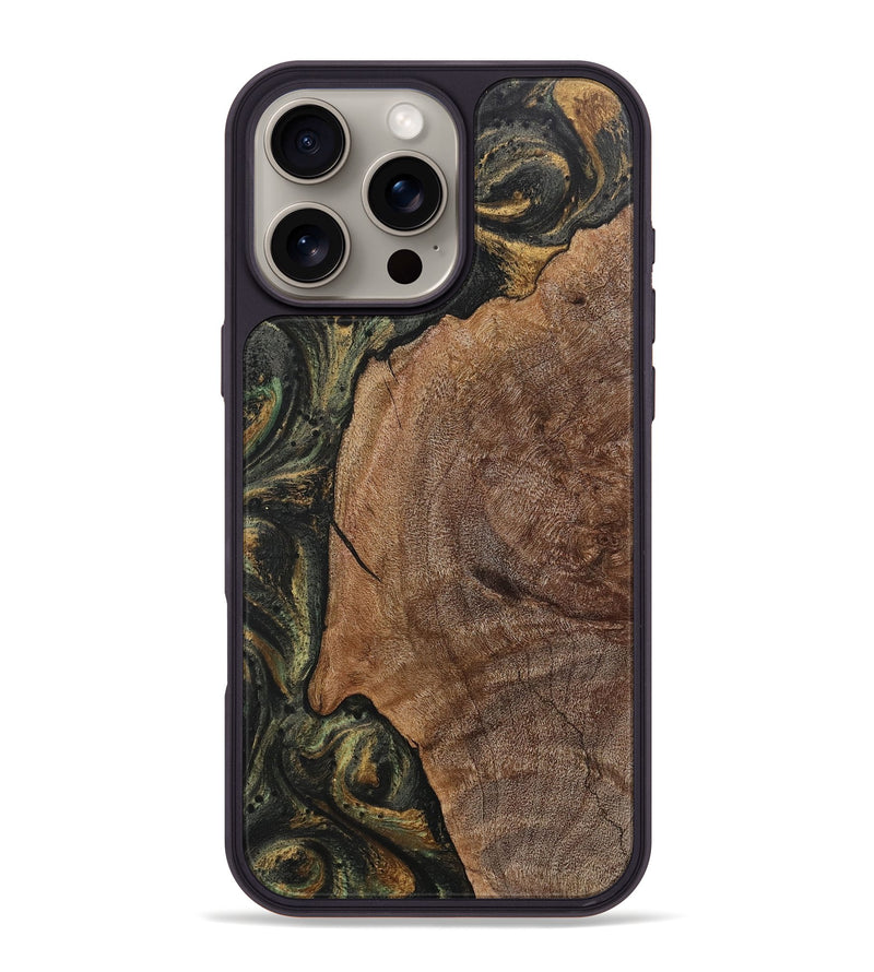 iPhone 16 Pro Max Wood+Resin Phone Case - Jillian (Green, 717098)