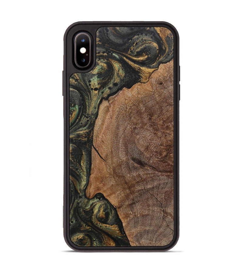 iPhone Xs Max Wood+Resin Phone Case - Jillian (Green, 717098)