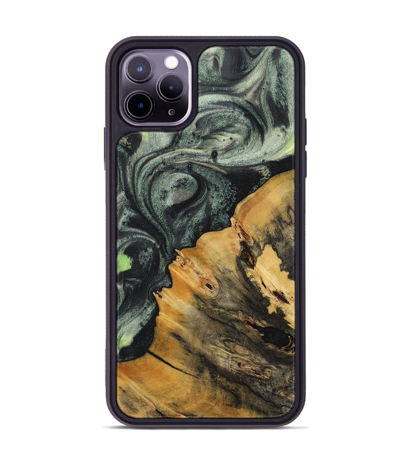 iPhone 11 Pro Max Wood+Resin Phone Case - Jonathon (Green, 717099)