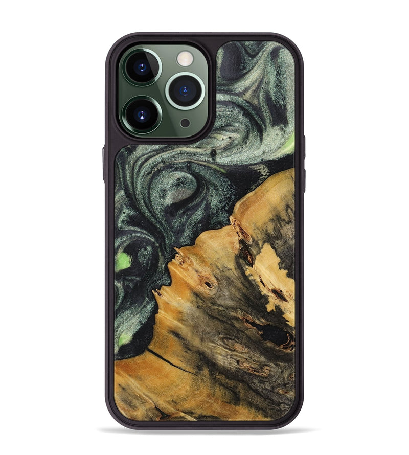 iPhone 13 Pro Max Wood+Resin Phone Case - Jonathon (Green, 717099)