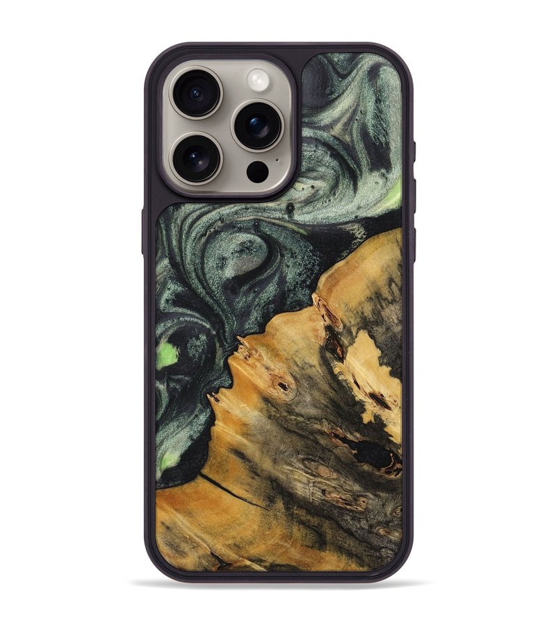 iPhone 15 Pro Max Wood+Resin Phone Case - Jonathon (Green, 717099)