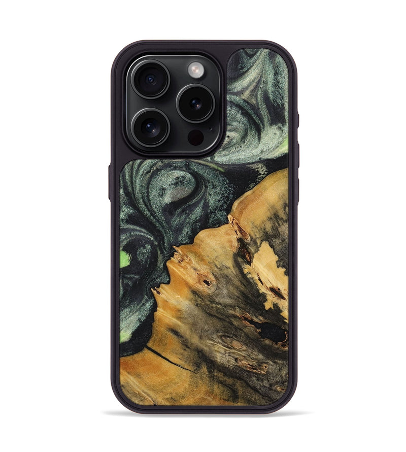 iPhone 15 Pro Wood+Resin Phone Case - Jonathon (Green, 717099)