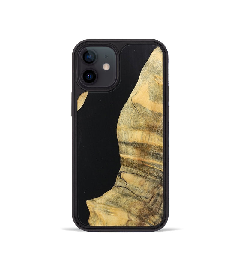 iPhone 12 mini Wood+Resin Phone Case - Carmen (Pure Black, 717109)