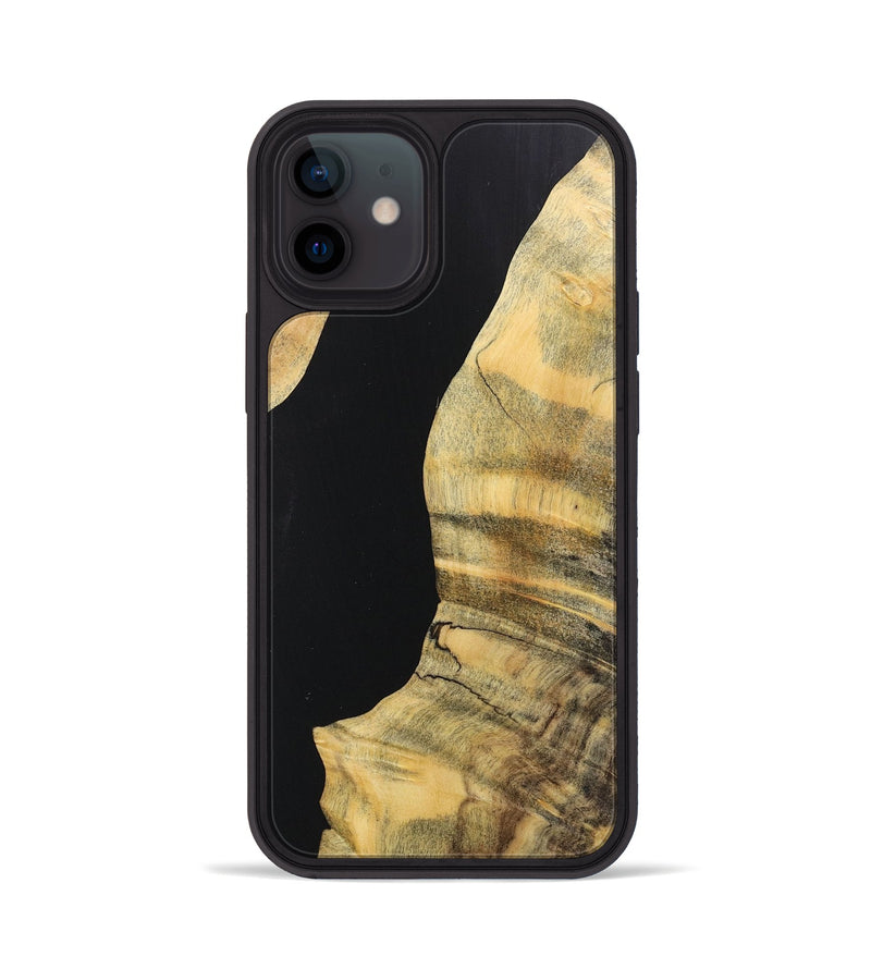 iPhone 12 Wood+Resin Phone Case - Carmen (Pure Black, 717109)