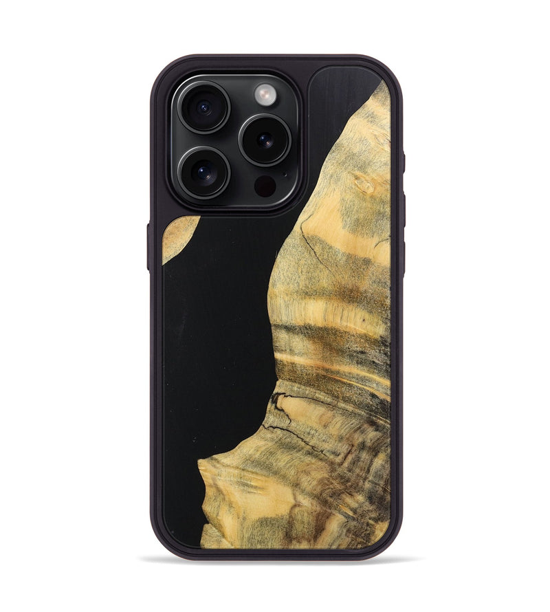 iPhone 15 Pro Wood+Resin Phone Case - Carmen (Pure Black, 717109)