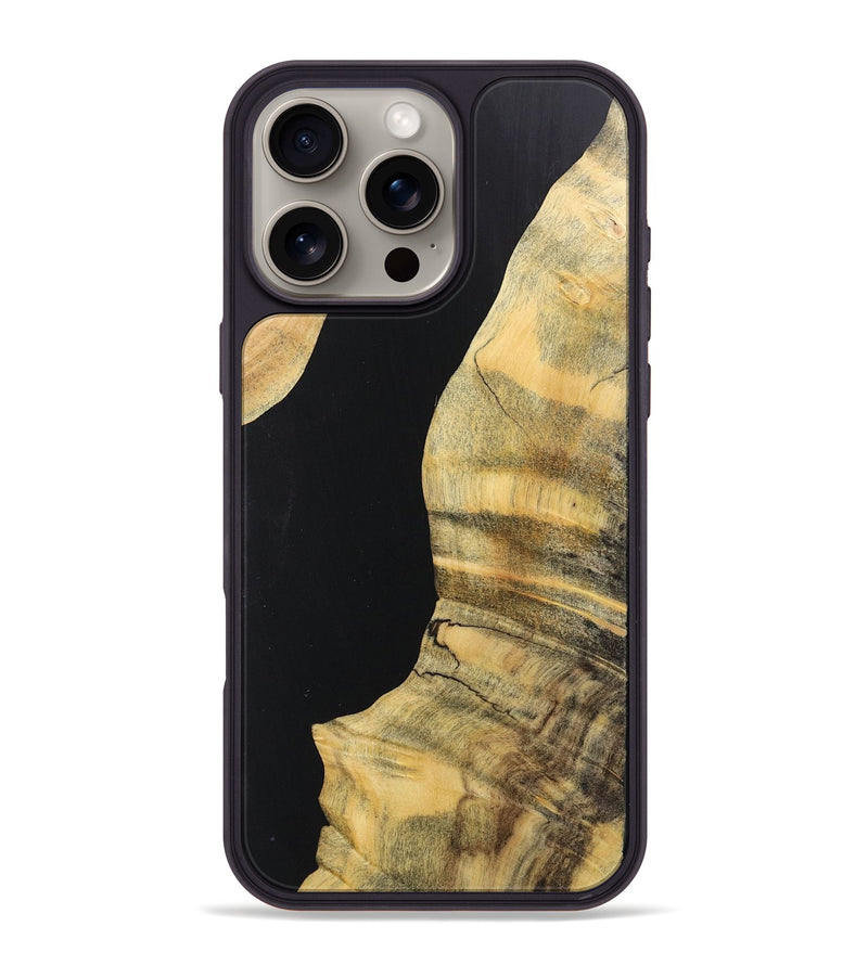 iPhone 16 Pro Max Wood+Resin Phone Case - Carmen (Pure Black, 717109)