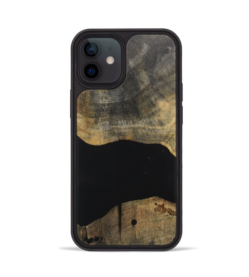 iPhone 12 Wood+Resin Phone Case - Mikaela (Pure Black, 717111)