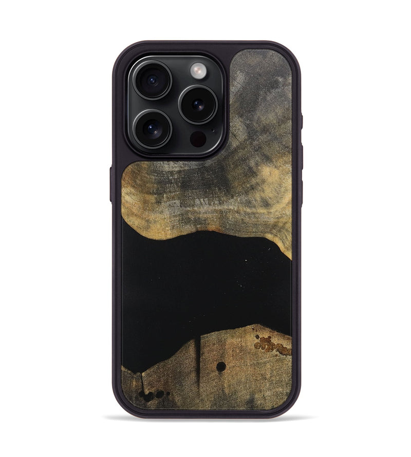 iPhone 15 Pro Wood+Resin Phone Case - Mikaela (Pure Black, 717111)