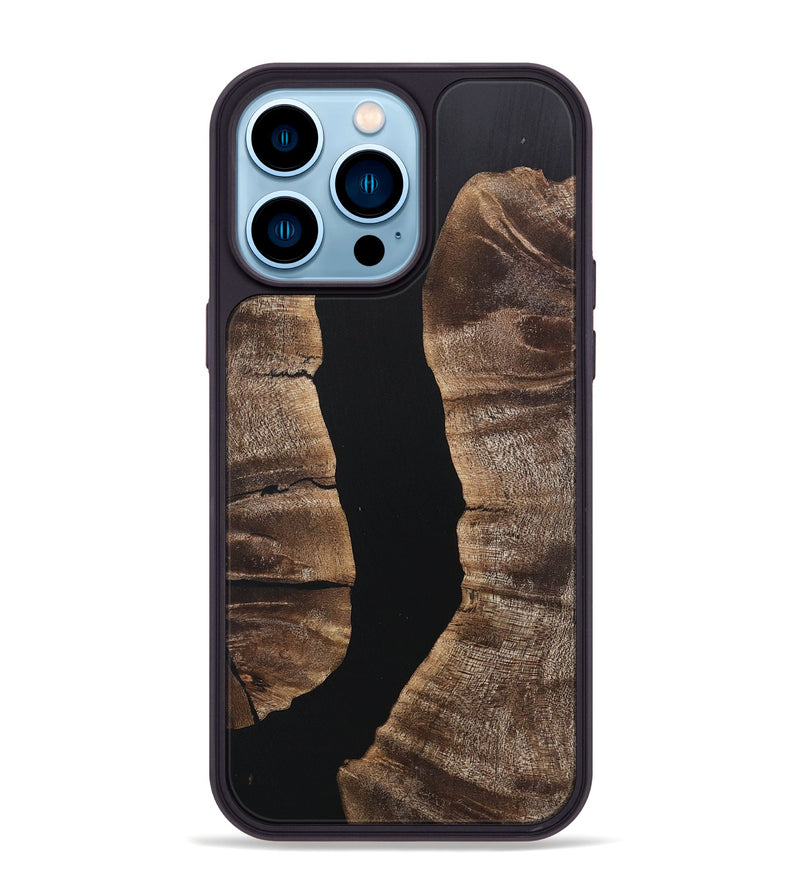 iPhone 14 Pro Max Wood+Resin Phone Case - Bethany (Pure Black, 717113)