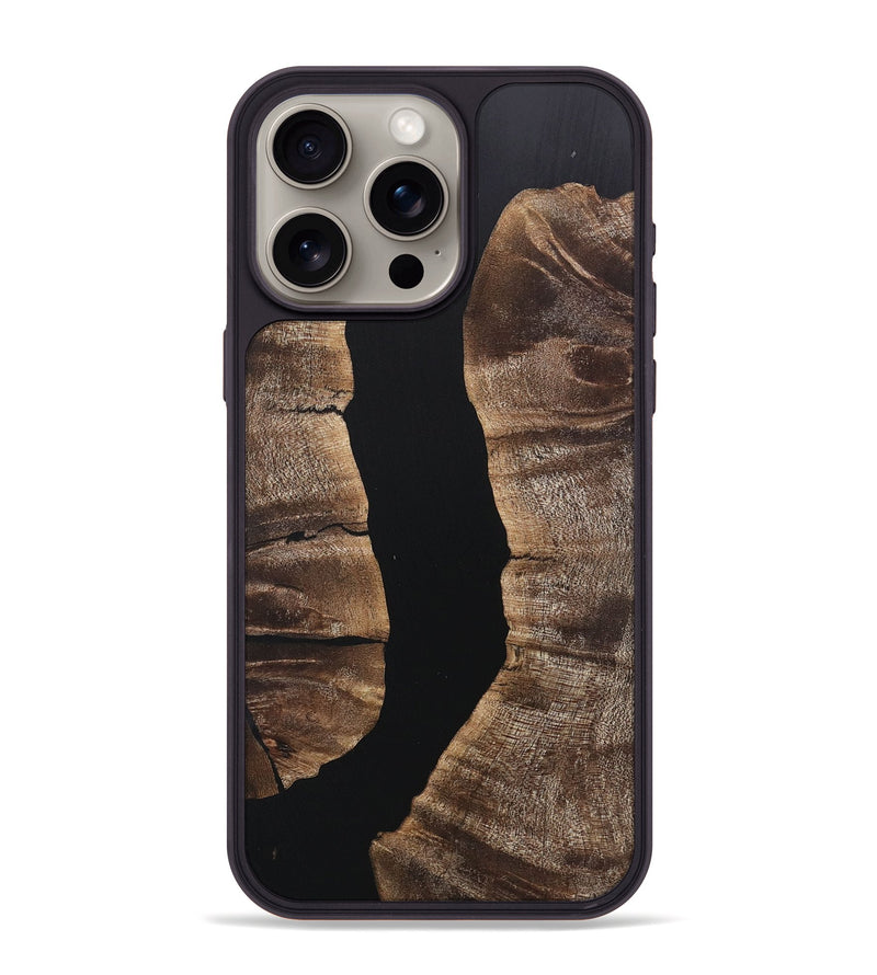 iPhone 15 Pro Max Wood+Resin Phone Case - Bethany (Pure Black, 717113)