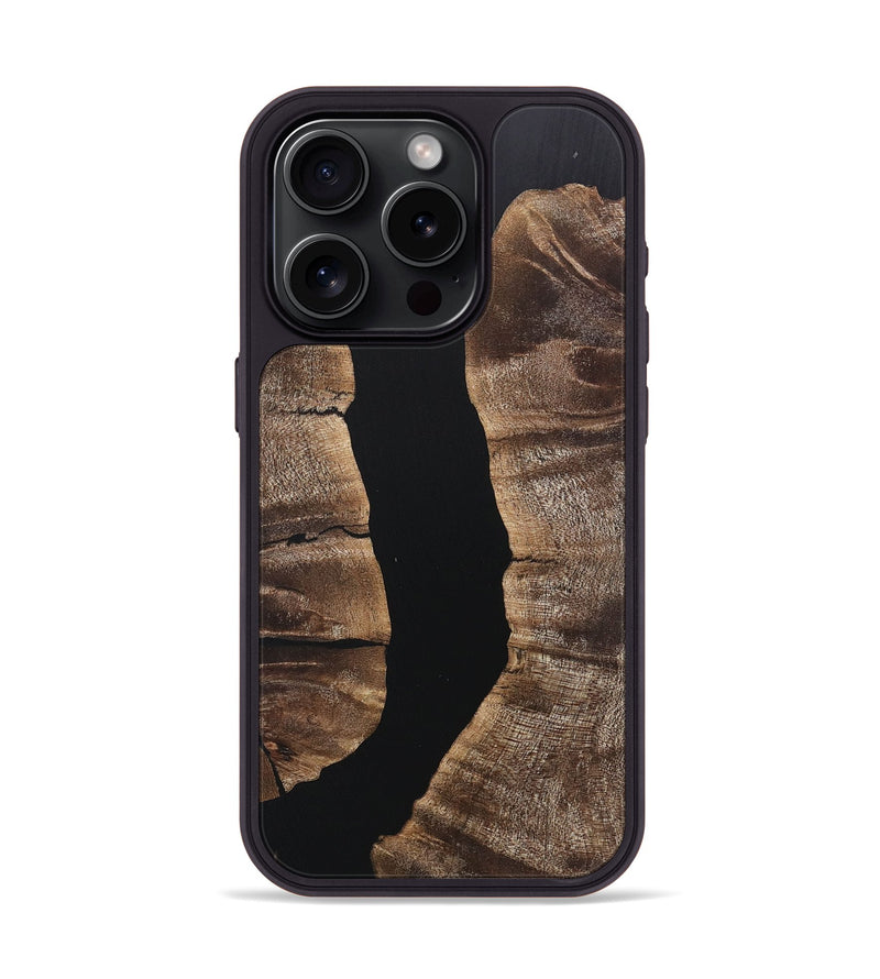 iPhone 15 Pro Wood+Resin Phone Case - Bethany (Pure Black, 717113)