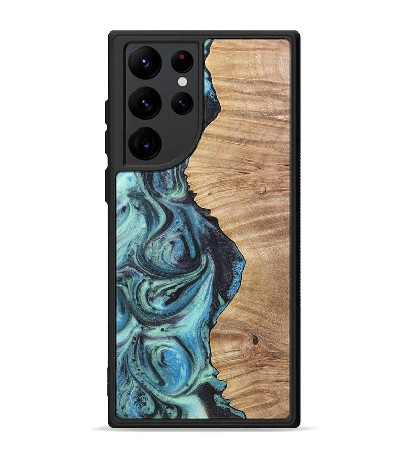 Galaxy S22 Ultra Wood+Resin Phone Case - Ethel (Blue, 717142)