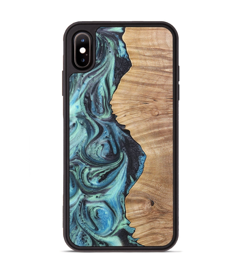 iPhone Xs Max Wood+Resin Phone Case - Ethel (Blue, 717142)