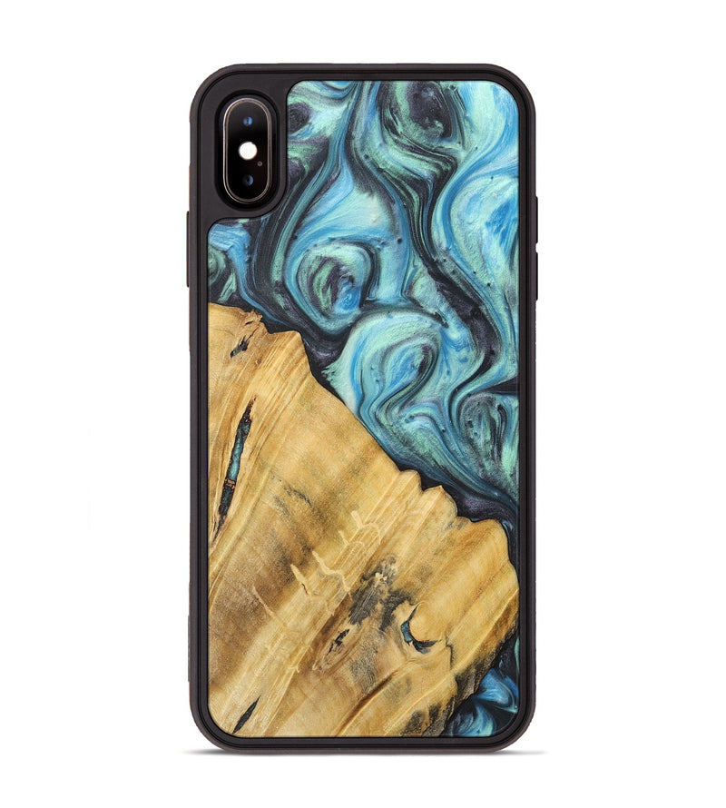 iPhone Xs Max Wood+Resin Phone Case - Myrna (Blue, 717144)