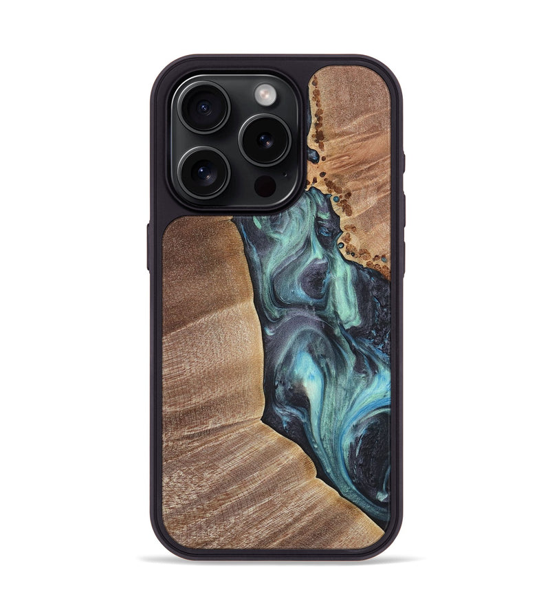 iPhone 15 Pro Wood+Resin Phone Case - Braden (Blue, 717156)