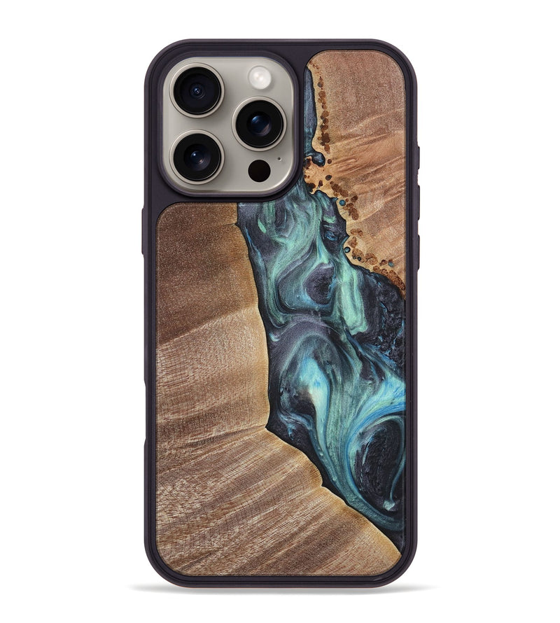 iPhone 16 Pro Max Wood+Resin Phone Case - Braden (Blue, 717156)