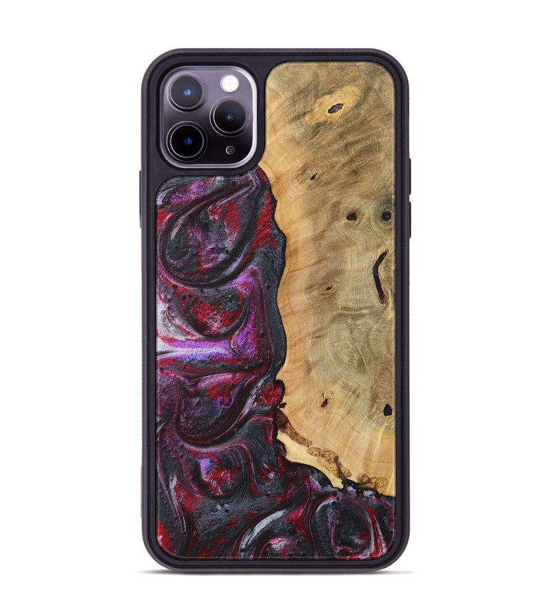 iPhone 11 Pro Max Wood+Resin Phone Case - Antonio (Red, 717185)