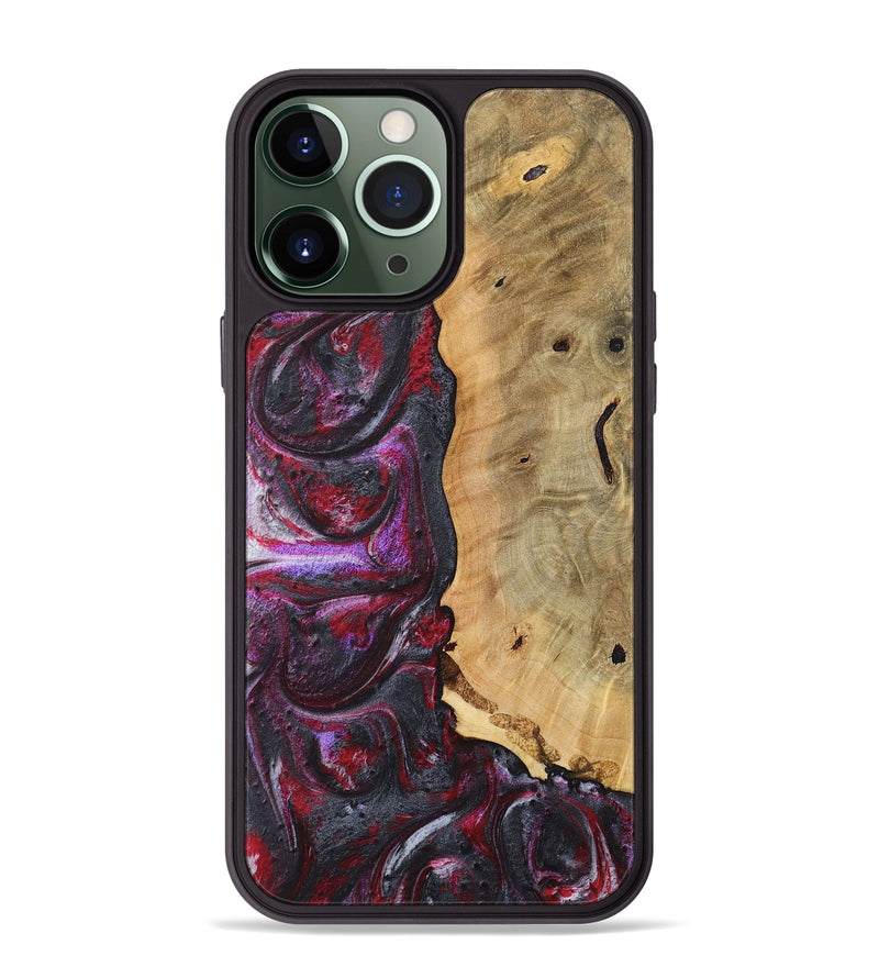 iPhone 13 Pro Max Wood+Resin Phone Case - Antonio (Red, 717185)