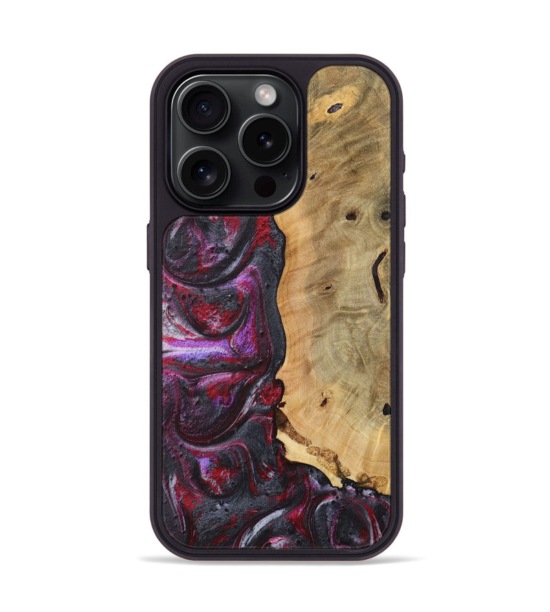 iPhone 15 Pro Wood+Resin Phone Case - Antonio (Red, 717185)