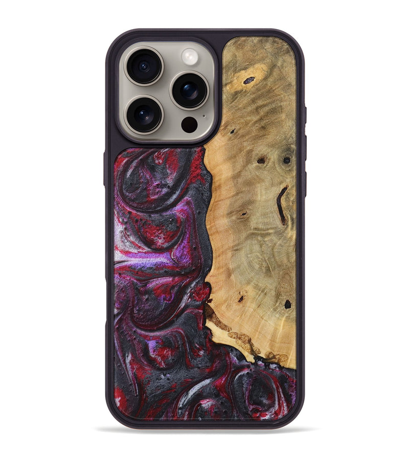 iPhone 16 Pro Max Wood+Resin Phone Case - Antonio (Red, 717185)