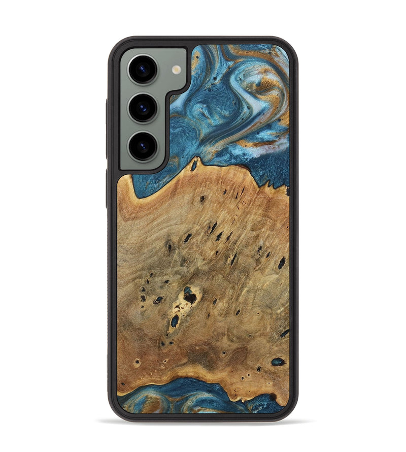 Galaxy S23 Plus Wood+Resin Phone Case - Quentin (Teal & Gold, 717196)