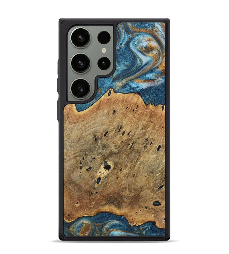 Galaxy S24 Ultra Wood+Resin Phone Case - Quentin (Teal & Gold, 717196)