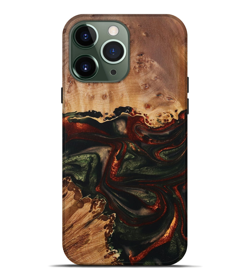 iPhone 13 Pro Max Wood+Resin Live Edge Phone Case - Molly (Green, 717225)