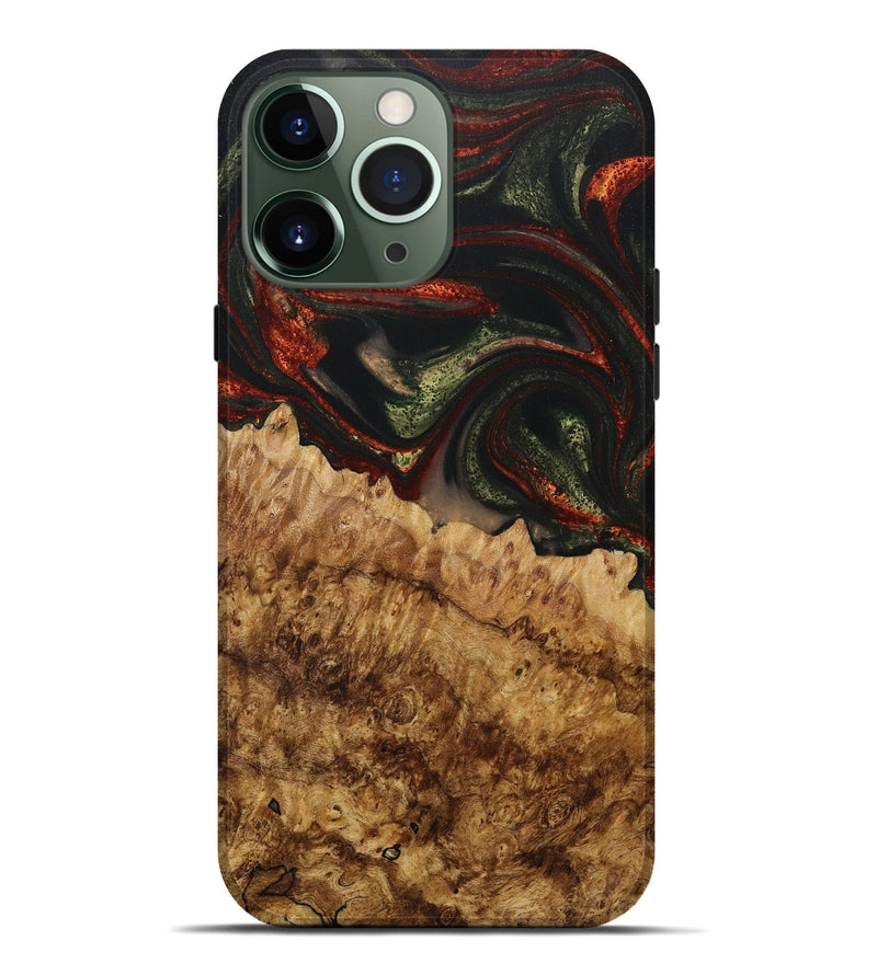 iPhone 13 Pro Max Wood+Resin Live Edge Phone Case - Waylon (Green, 717226)