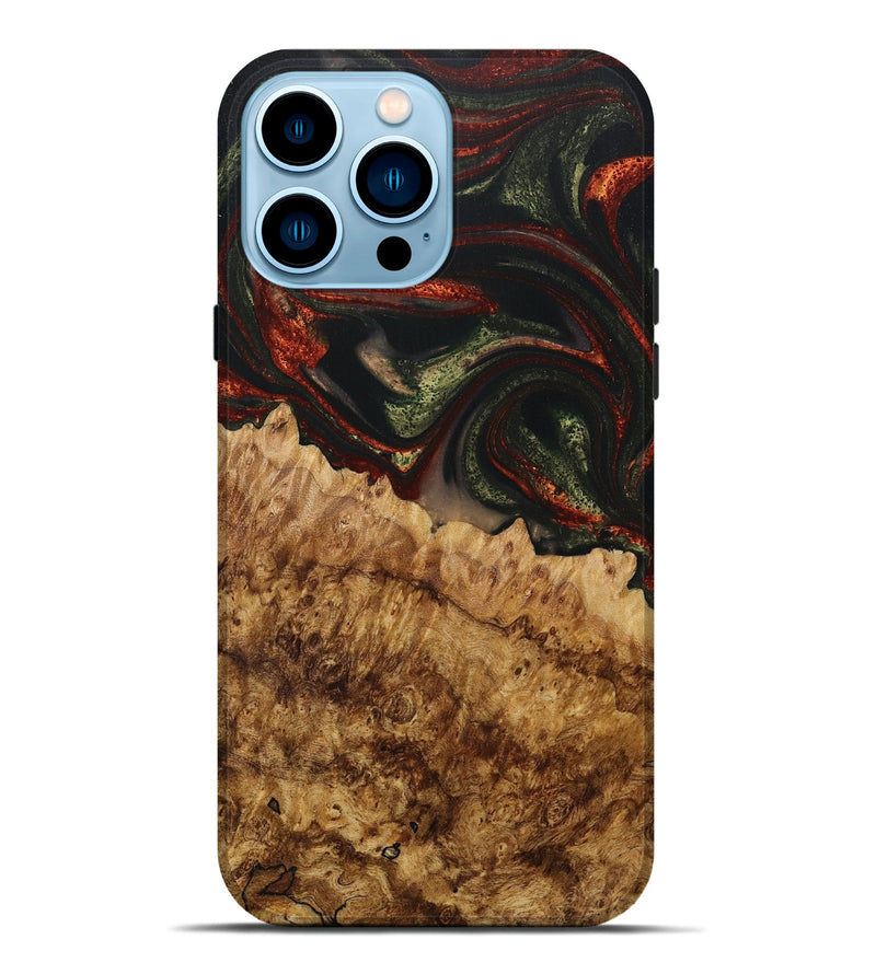 iPhone 14 Pro Max Wood+Resin Live Edge Phone Case - Waylon (Green, 717226)