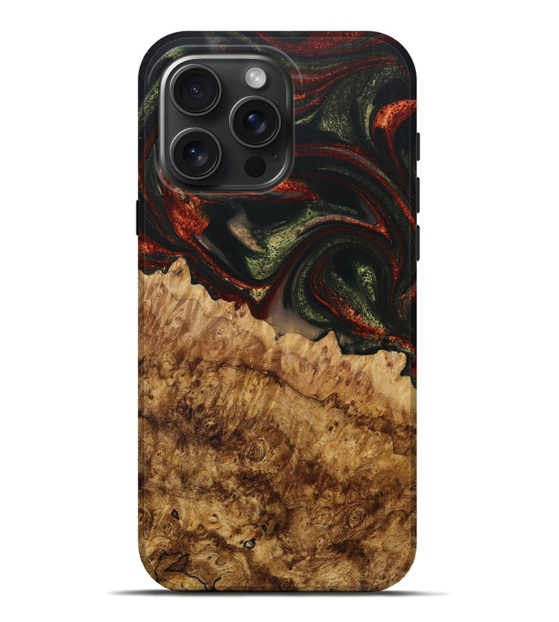 iPhone 16 Pro Max Wood+Resin Live Edge Phone Case - Waylon (Green, 717226)