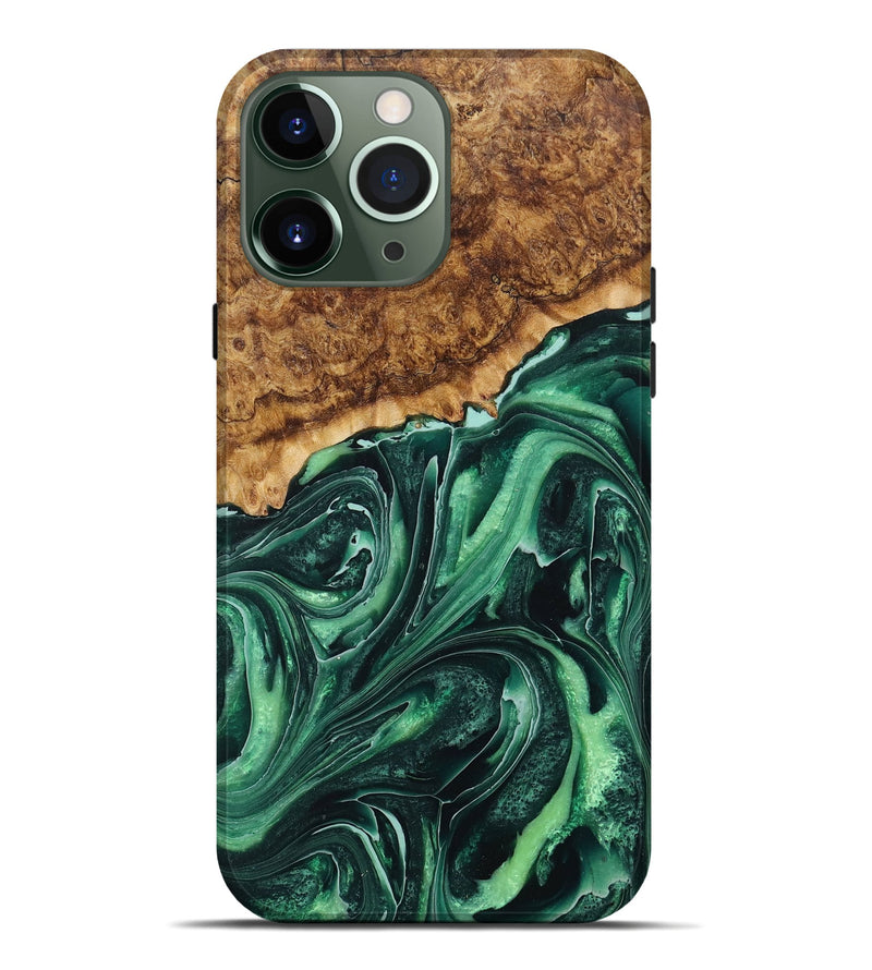 iPhone 13 Pro Max Wood+Resin Live Edge Phone Case - Sonia (Green, 717228)