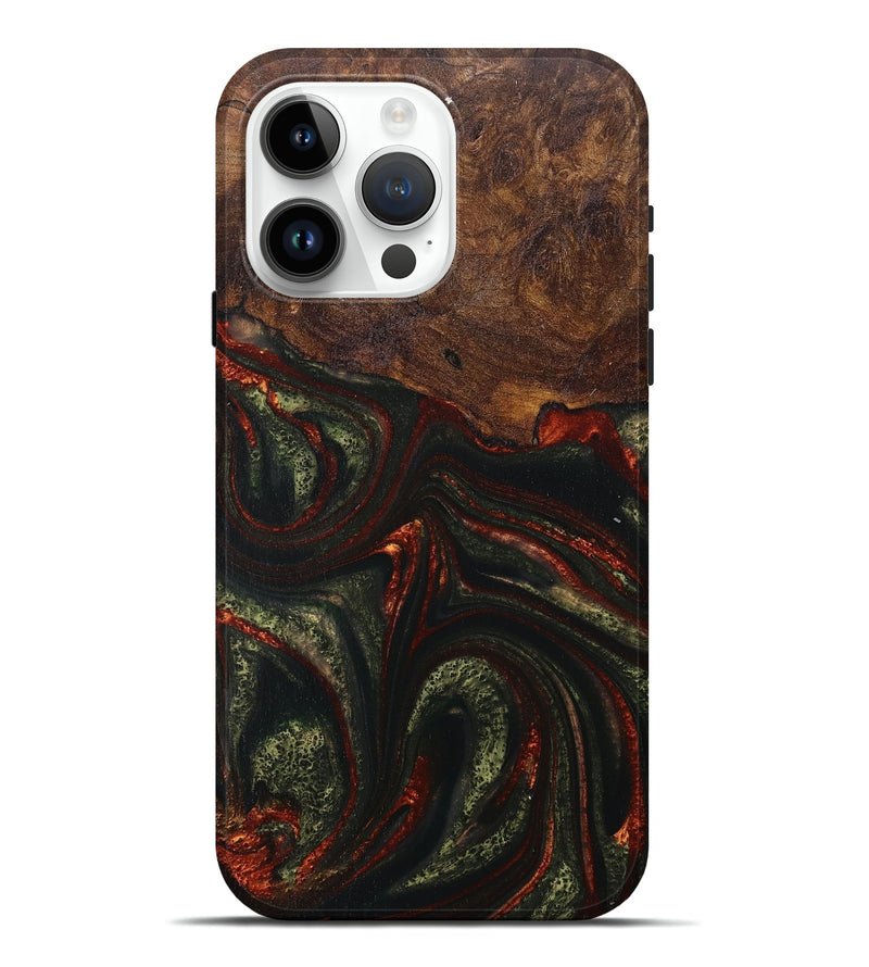 iPhone 15 Pro Max Wood+Resin Live Edge Phone Case - Leroy (Green, 717231)