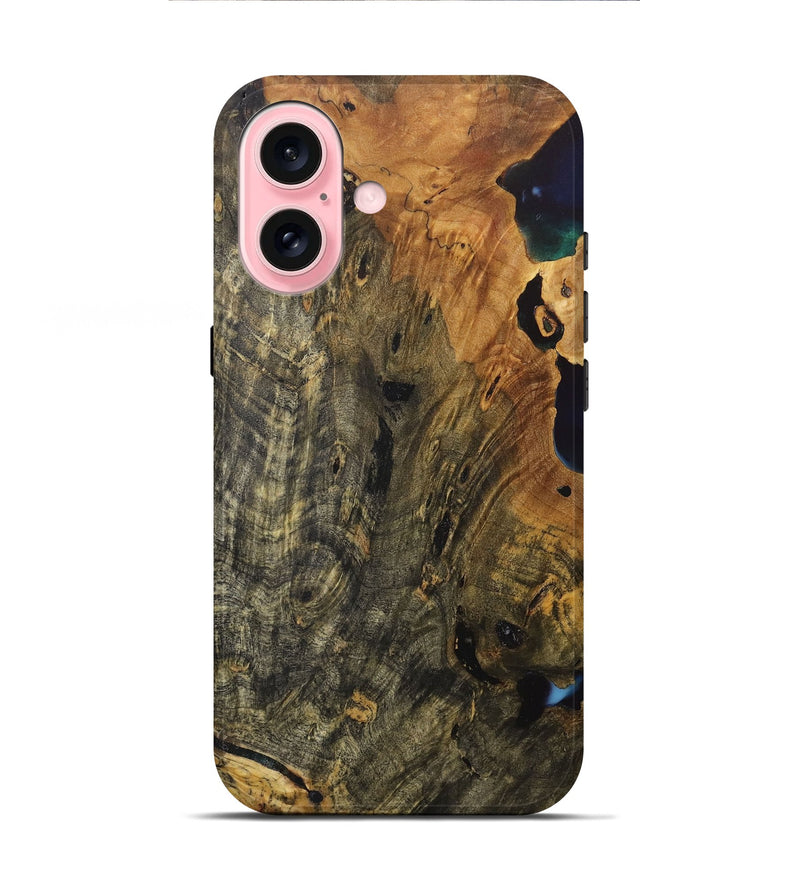 iPhone 16 Wood+Resin Live Edge Phone Case - Gia (Wood Burl, 717245)