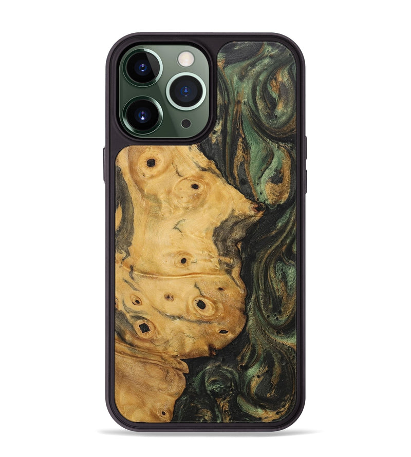 iPhone 13 Pro Max Wood+Resin Phone Case - Kenya (Green, 717292)