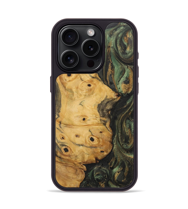 iPhone 15 Pro Wood+Resin Phone Case - Kenya (Green, 717292)