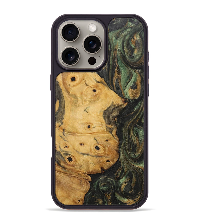 iPhone 16 Pro Max Wood+Resin Phone Case - Kenya (Green, 717292)