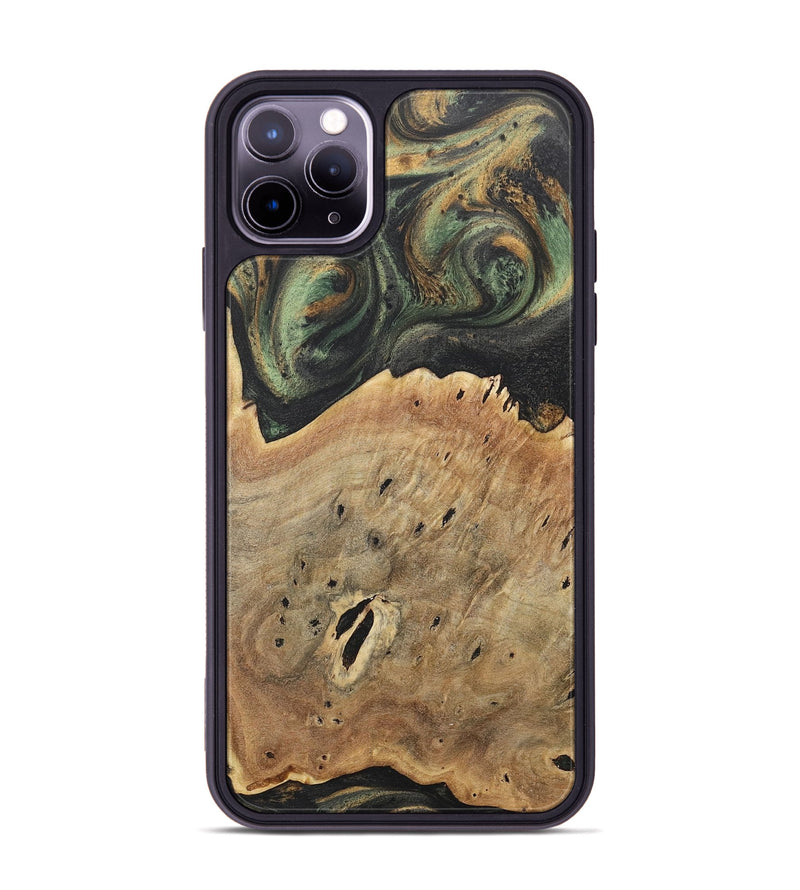 iPhone 11 Pro Max Wood+Resin Phone Case - Lucile (Green, 717293)