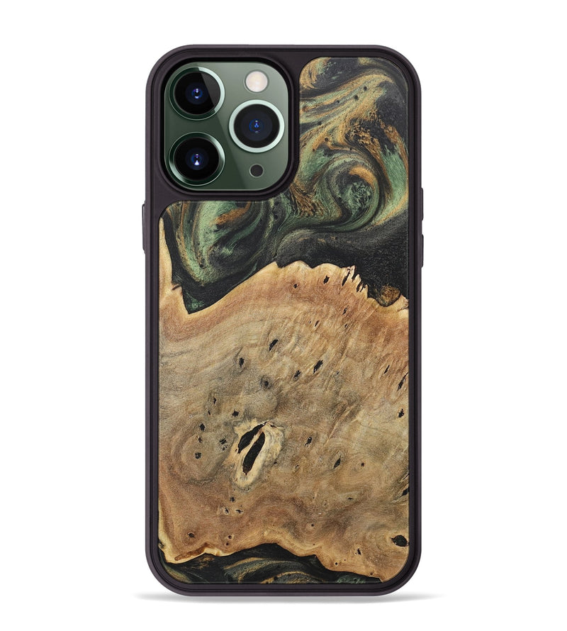 iPhone 13 Pro Max Wood+Resin Phone Case - Lucile (Green, 717293)