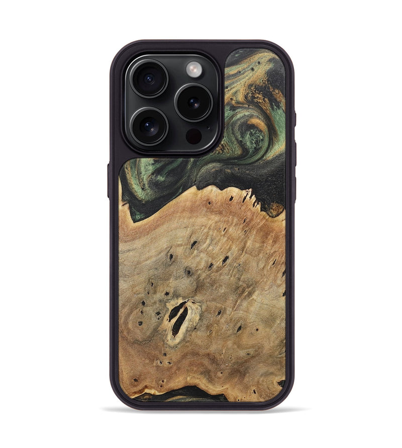 iPhone 15 Pro Wood+Resin Phone Case - Lucile (Green, 717293)