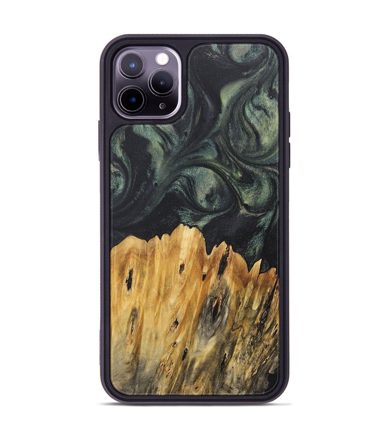 iPhone 11 Pro Max Wood+Resin Phone Case - Melba (Green, 717294)