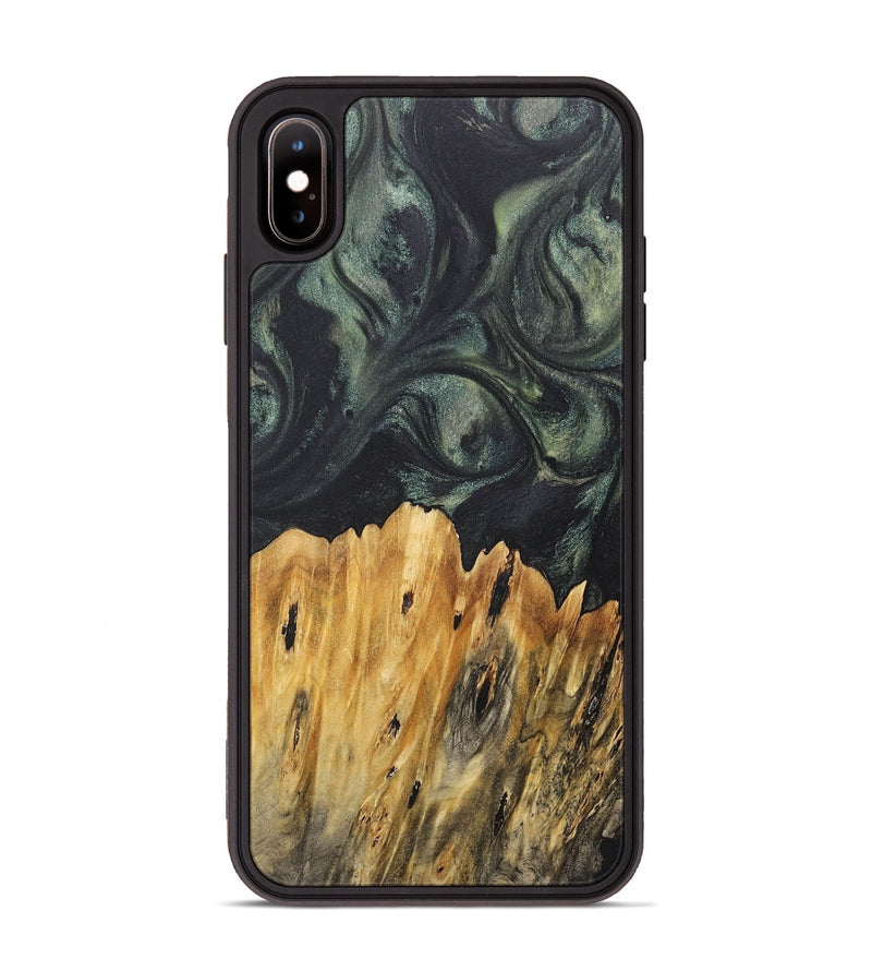 iPhone Xs Max Wood+Resin Phone Case - Melba (Green, 717294)