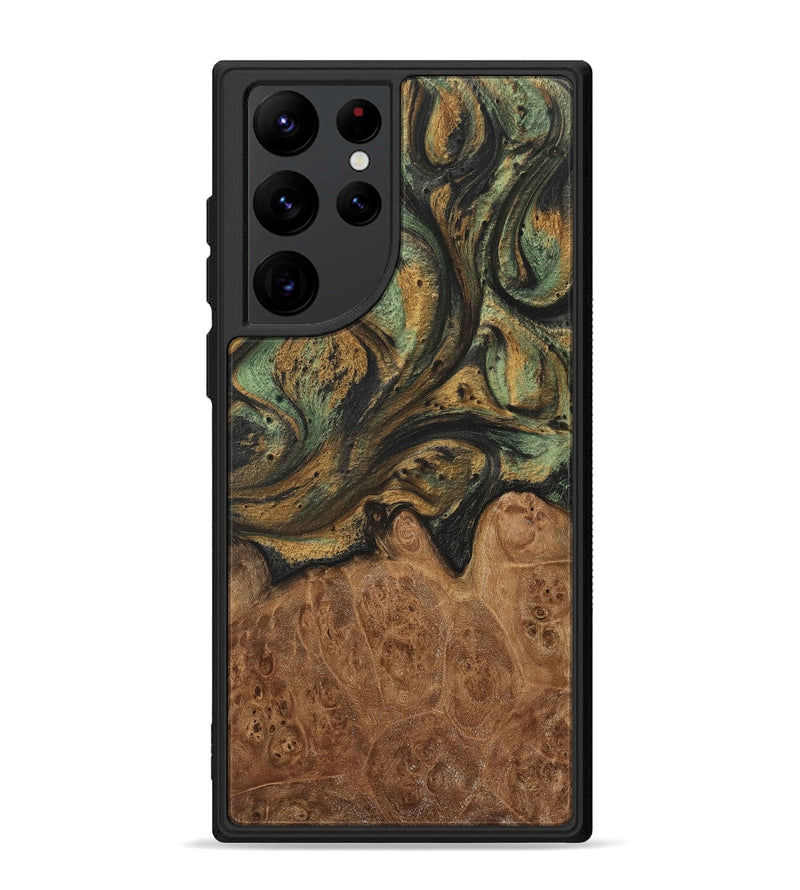 Galaxy S22 Ultra Wood+Resin Phone Case - Justice (Green, 717296)