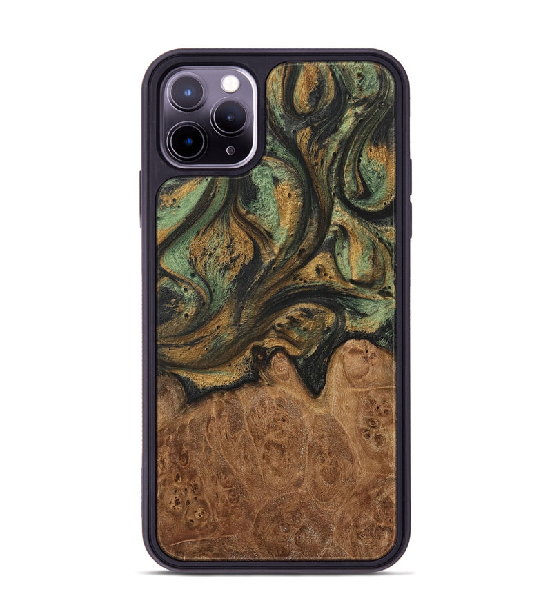 iPhone 11 Pro Max Wood+Resin Phone Case - Justice (Green, 717296)