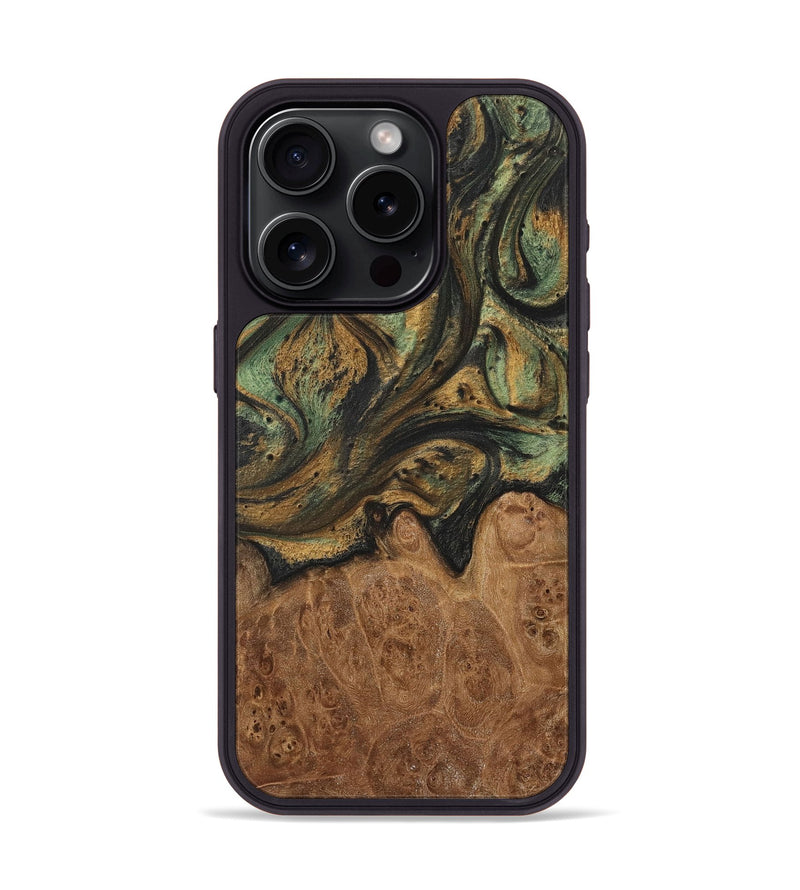 iPhone 15 Pro Wood+Resin Phone Case - Justice (Green, 717296)