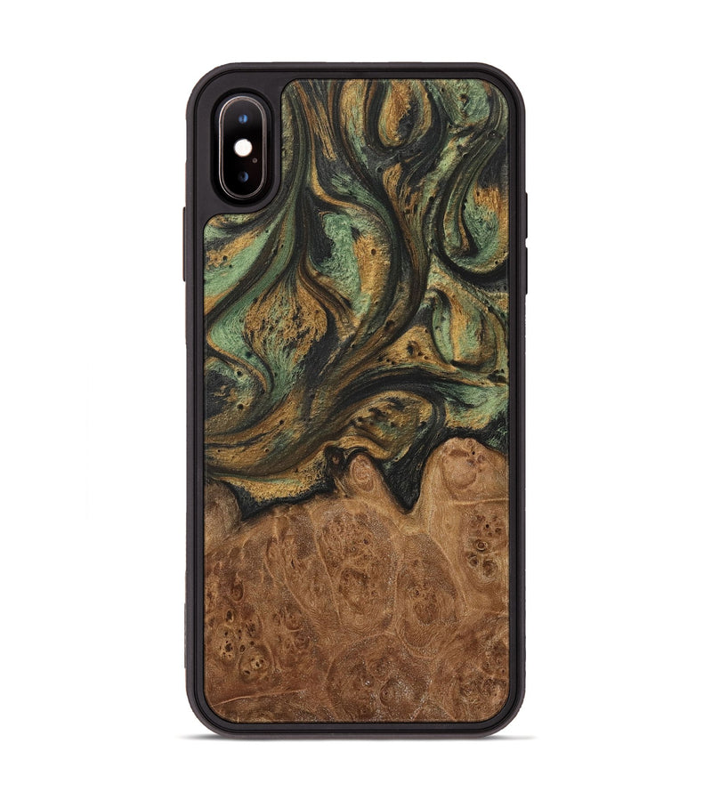 iPhone Xs Max Wood+Resin Phone Case - Justice (Green, 717296)