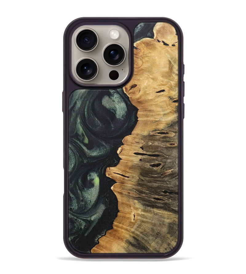 iPhone 16 Pro Max Wood+Resin Phone Case - Trevor (Green, 717300)