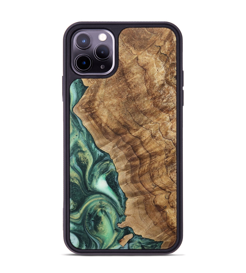 iPhone 11 Pro Max Wood+Resin Phone Case - Arnold (Green, 717302)